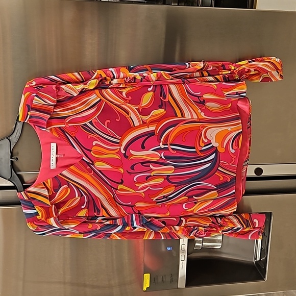 💕TRINA TURK💕 Broome Top Radio City Rose Retro Abstract Floral Print Small NWOT - Picture 5 of 11